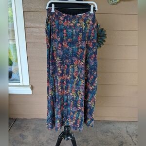 NATURAL LIFE Floral A-Line Skirt - Blue and Red